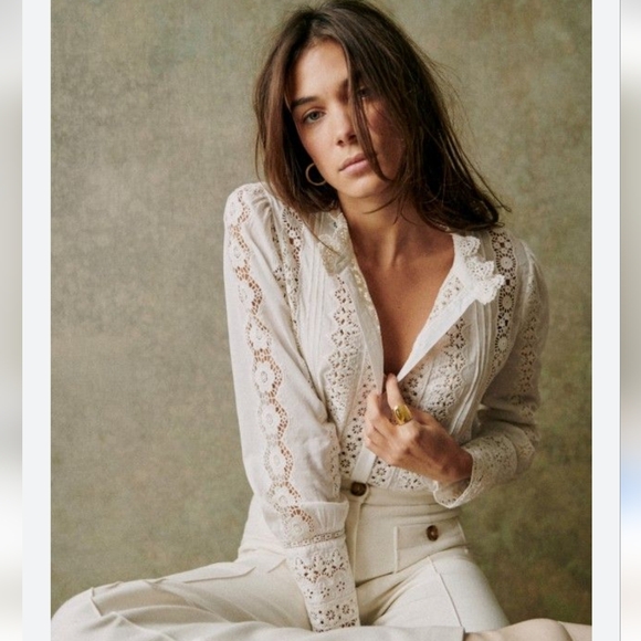 Sezane Tops - Sezáne Rym Shirt-Ecru